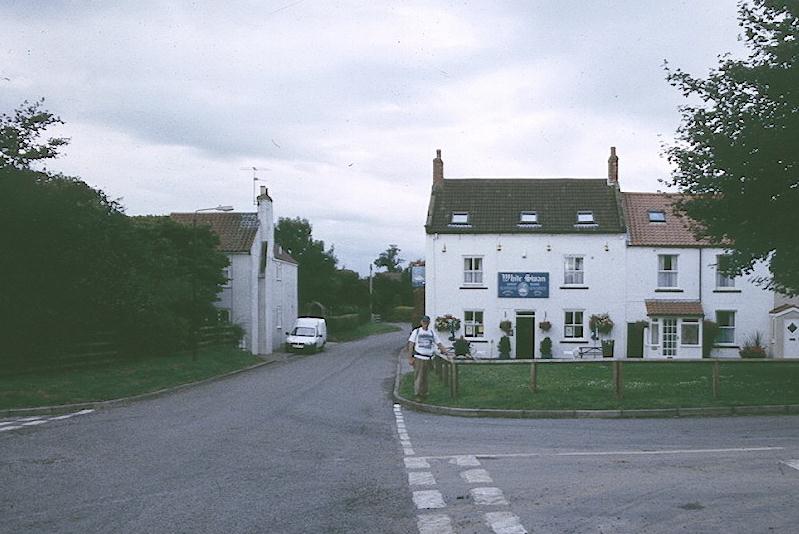 I pose in front of the White Swan, Danby Wiske