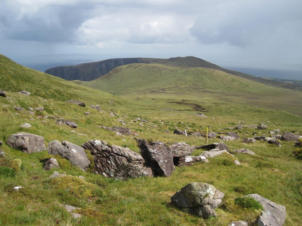The difficult descent from the Brandon pass