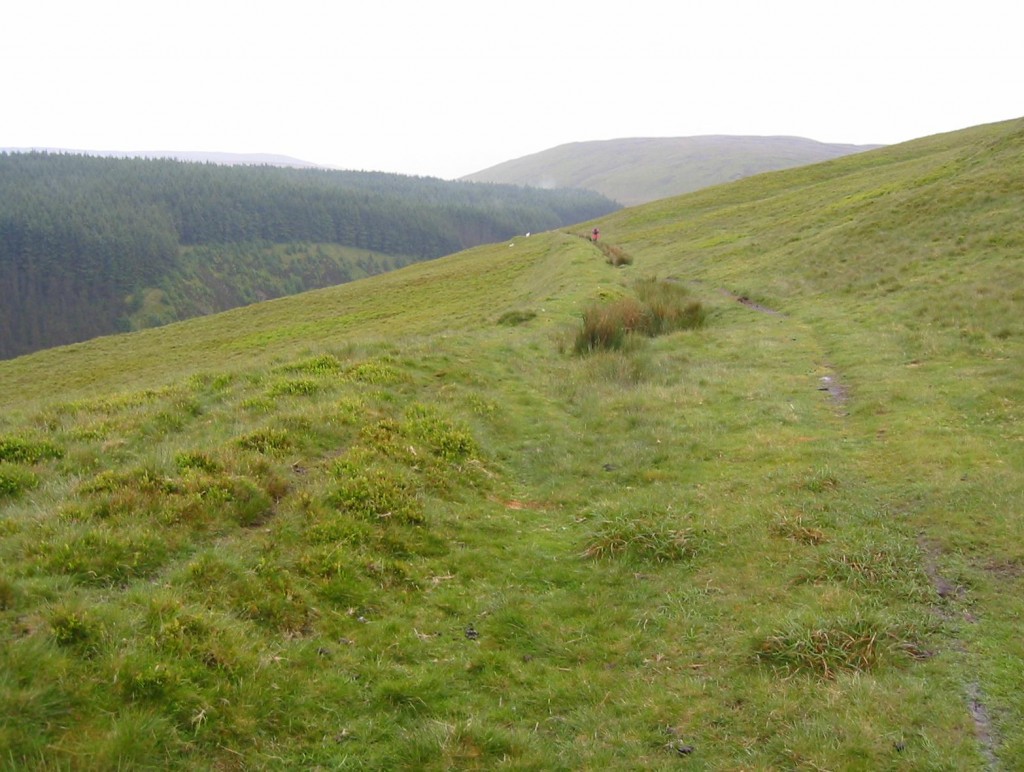 The trail rises high above the Afon Clywedog.