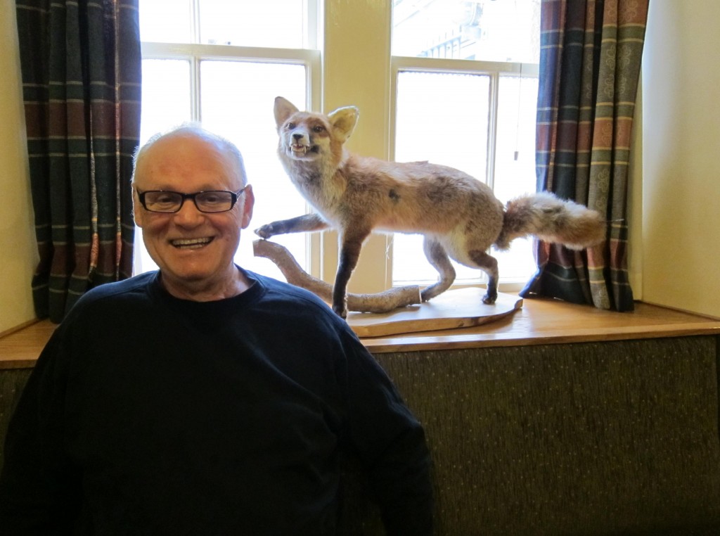 I have company as I sit in the pub at the Gordon Arms in Fochabers.