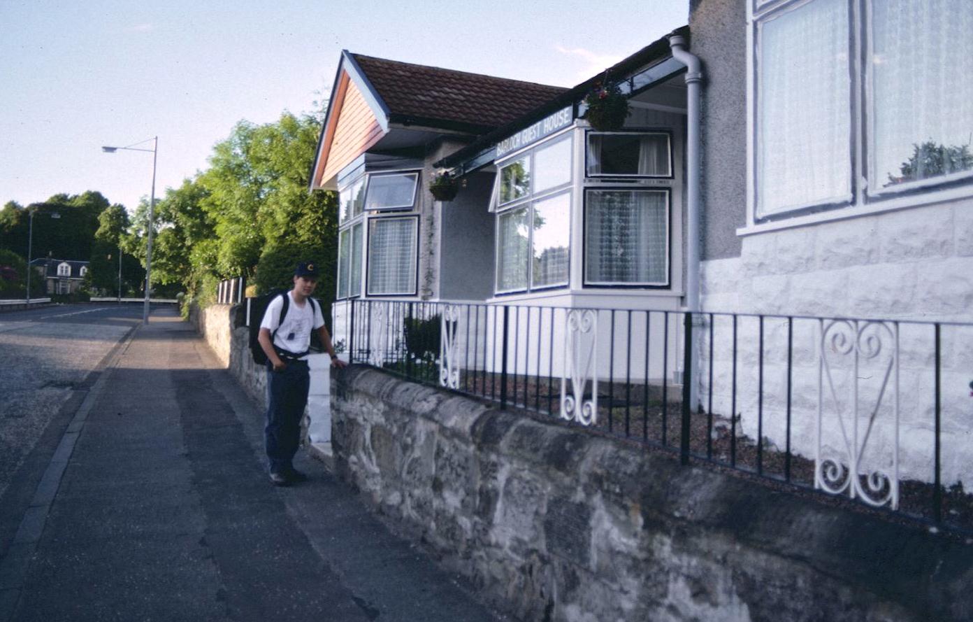 Gavan in front of our Milngavie b&b