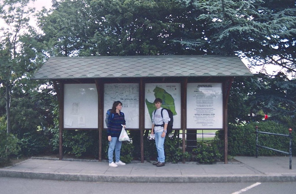 Elizabeth and Gavan at the start of the Wicklow Way in Marley Park