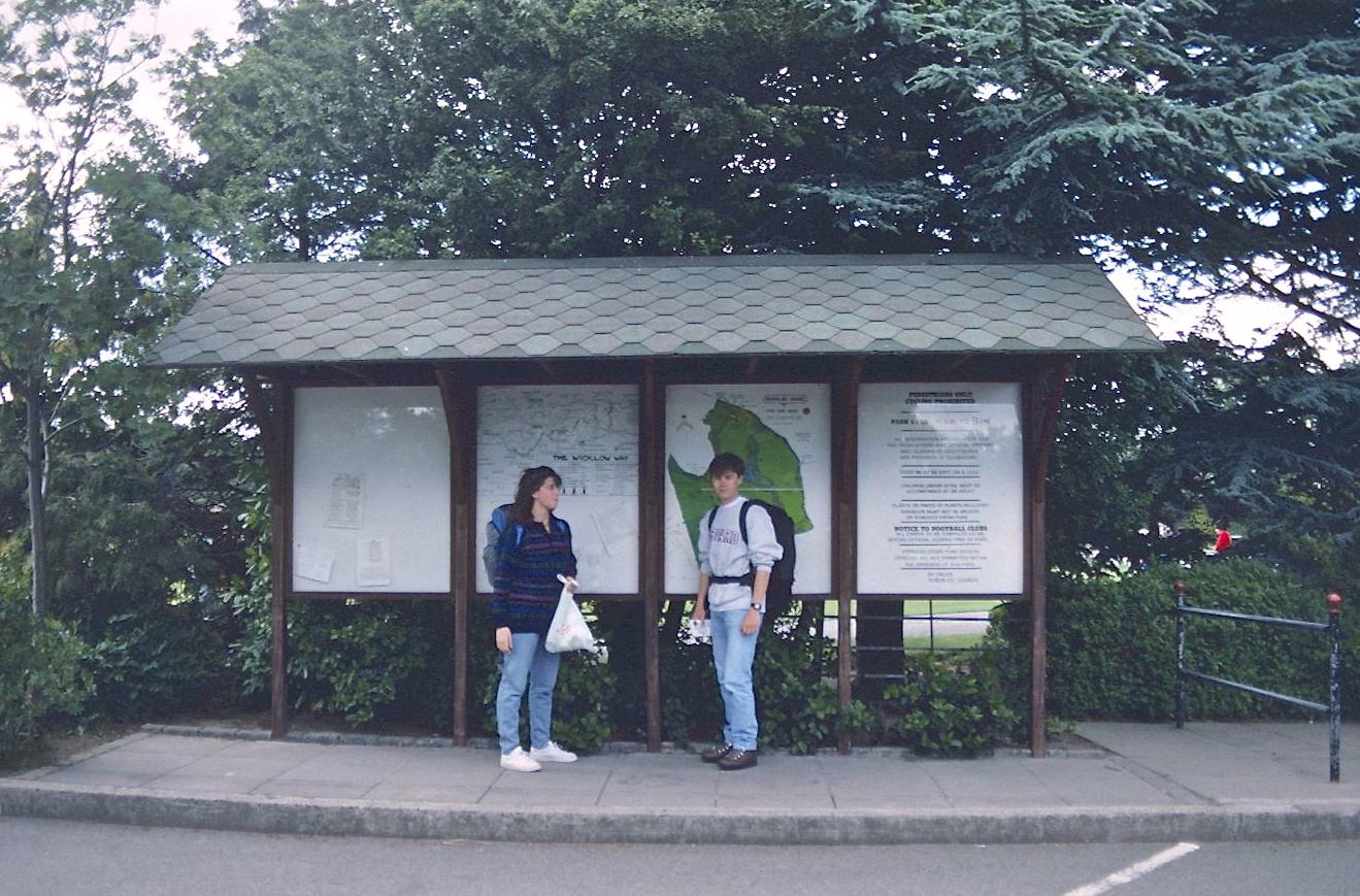 Elizabeth and Gavan at the start of the Wicklow Way in Marley Park