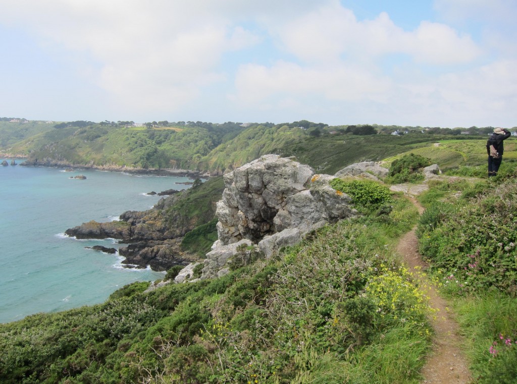 My brother-in-law, Adrian, surveys the route above Moulin Huet Bay.