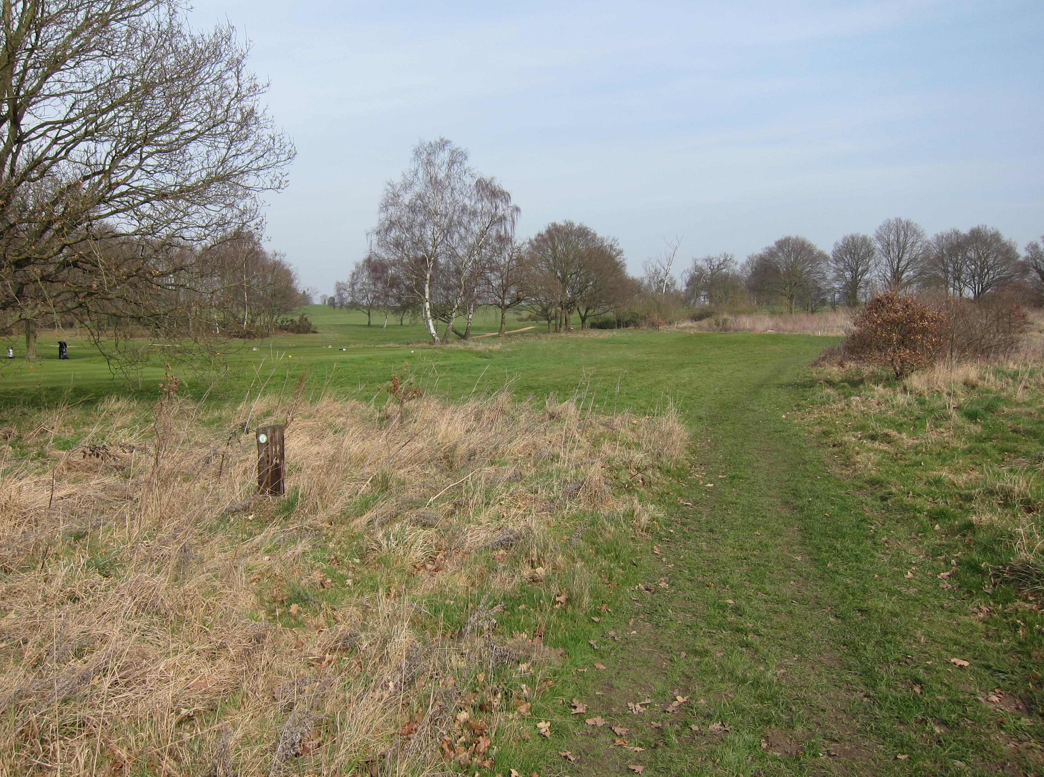 A day of golf course crossings begins with this one at Sandy Lodge.