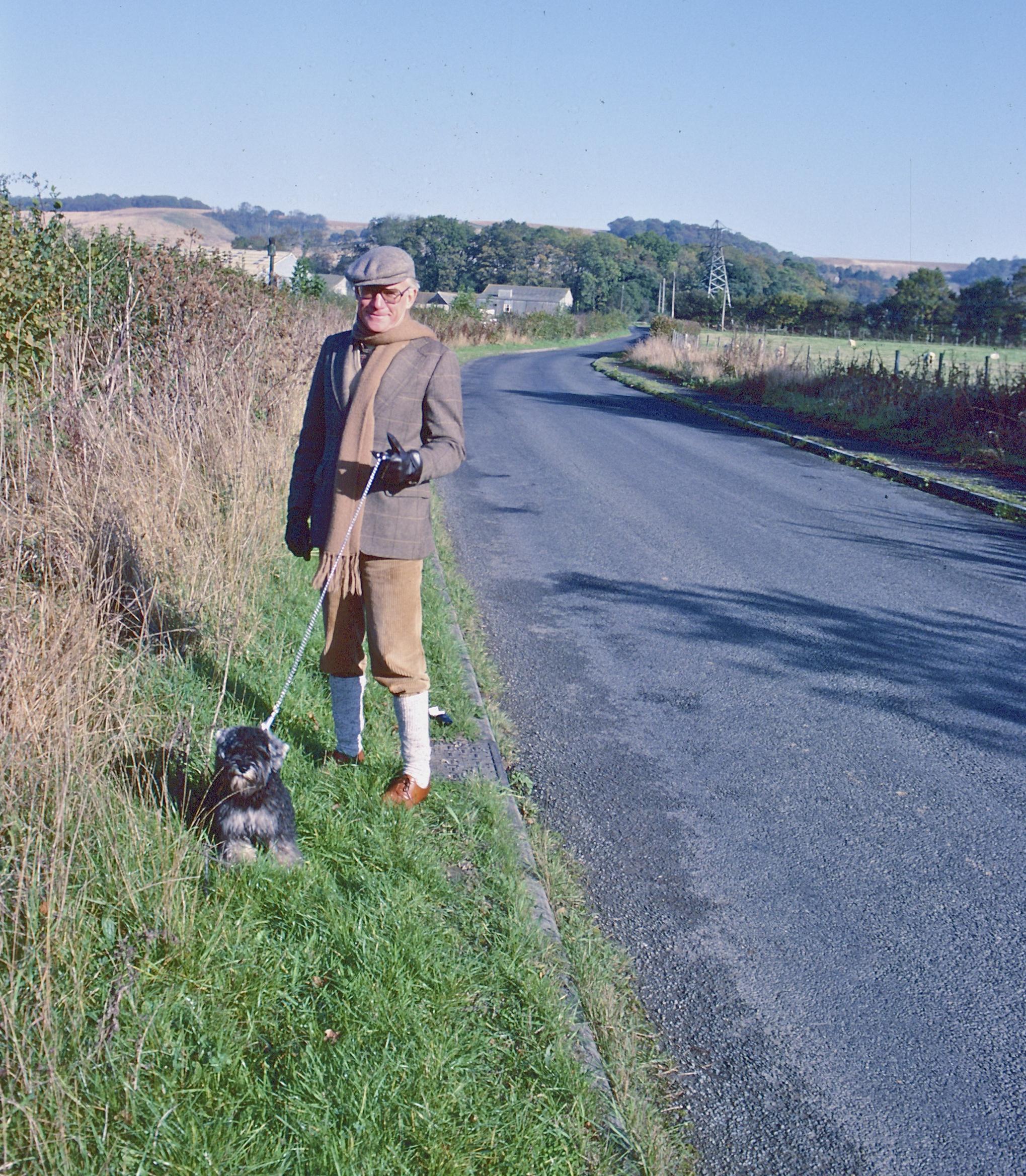 George with Bertie between Bearsted and Thurnham.  I used a version of this photo as an illustration in A Walker’s Alphabet.