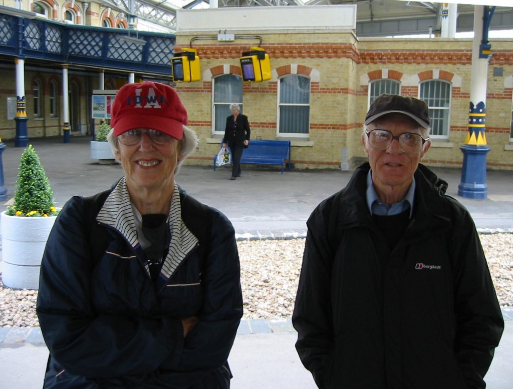 My veteran co-walkers, Tosh and Harold Lee, get ready for a day on the Vanguard Way.