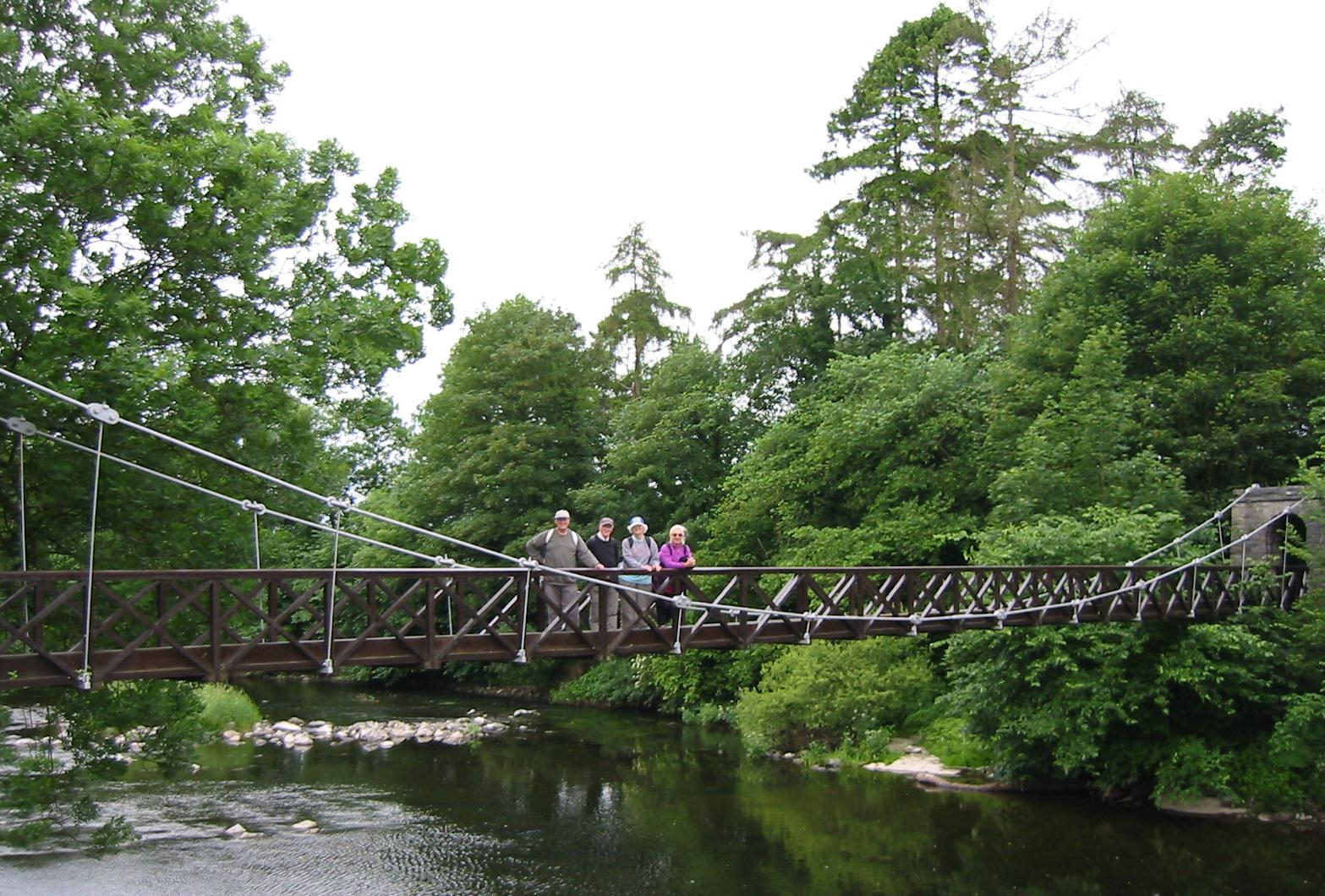 Our party on the suspension bridge over the River Kent