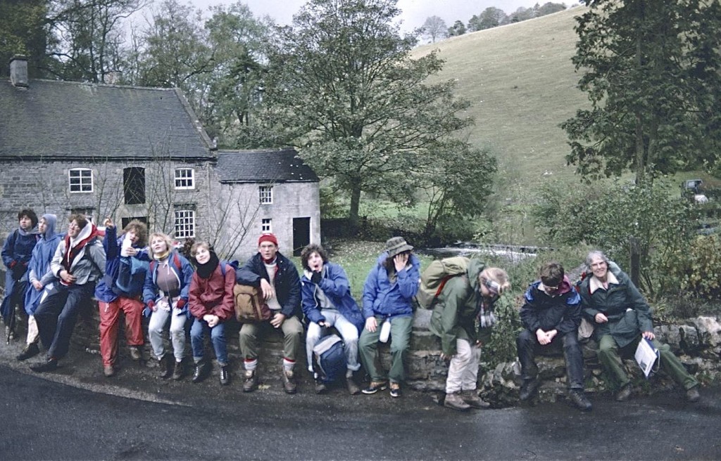 With Tosh on the far right our group poses for a photo on the bridge into Milldale.